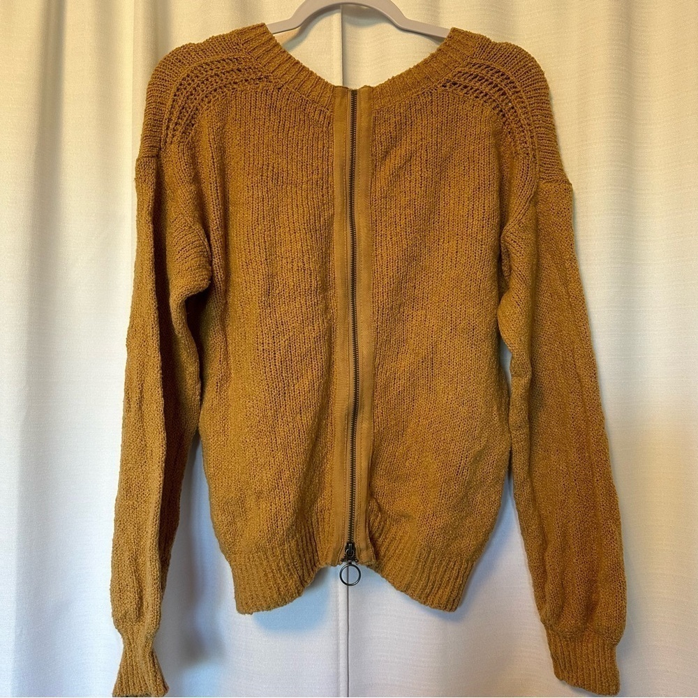 Abercrombie & Fitch Women’s Small Mustard Yellow Full Zip Back Sweater Cotton Bl - Picture 6 of 10